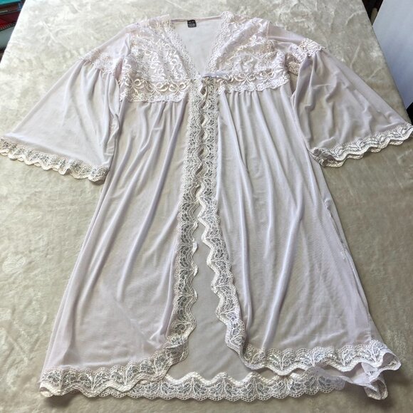 ABB Classic Pale Pink Lace & Sheer Netting Robe Size XL - Picture 5 of 15